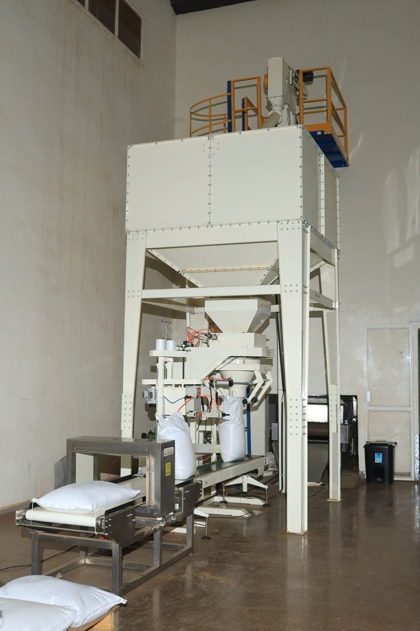 Bagged organic product prepared for shipment